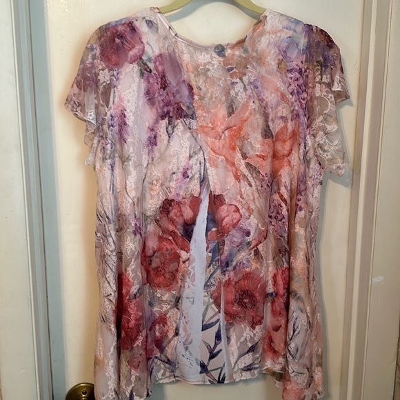 Roz & Ali Lace Overlay Top Size 1X NWOT - Picture 8 of 15